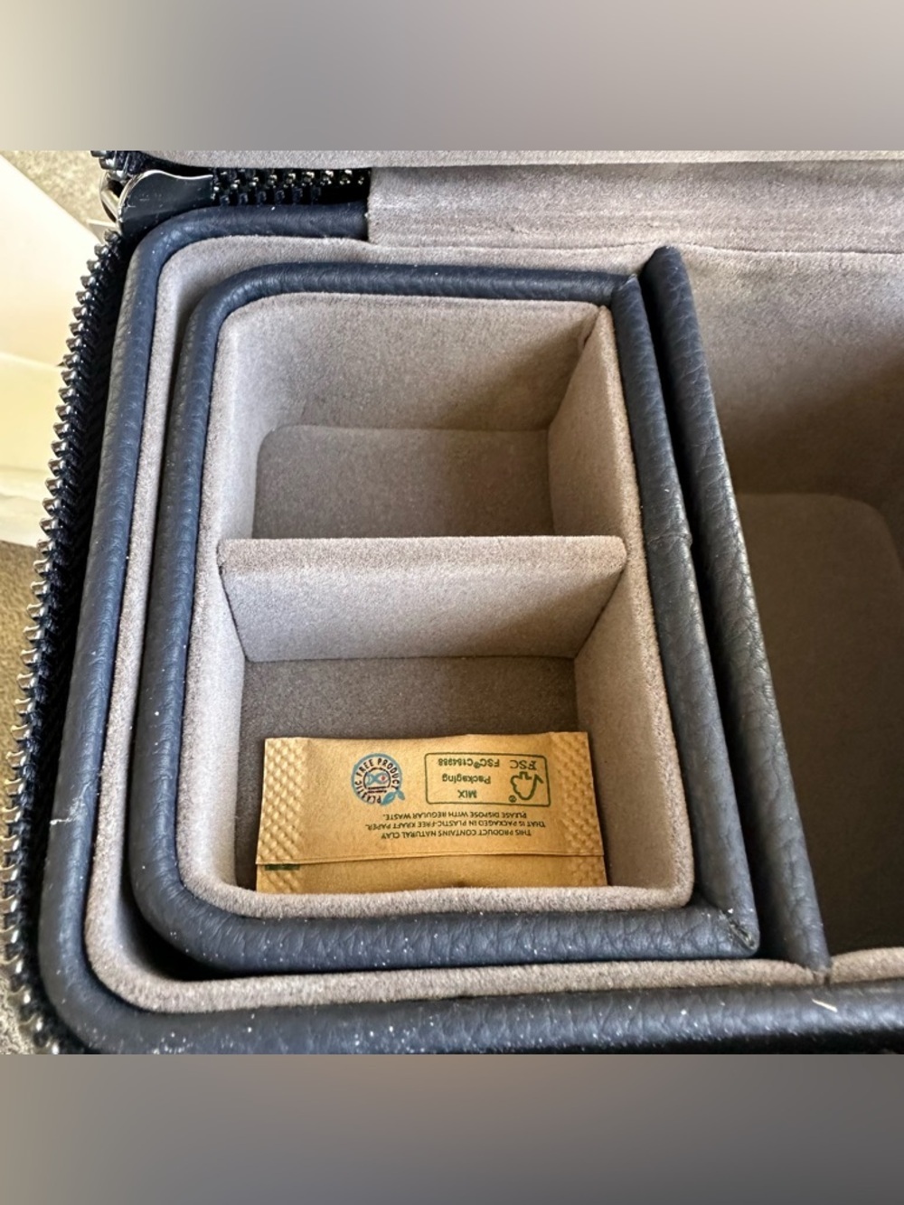 Stackers Zippered Watch & Jewelry Travel Case Navy Blue Vegan Leather Organizer - Picture 7 of 11